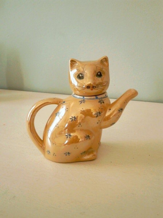 Vintage 1950s Porcelain Cat Teapot By Theluckyfox On Etsy