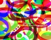 Nursery Art Print, HAPPY CIRCLES, Colorful Geometric Painting, Digital Painting, Rainbow Colored, Abstract, 29 x 29 cm / 11,4"x11,4"