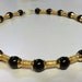 Modernist Bright Gold Metal Edgy Beads and Black Round Beaded Necklace