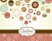 Christmas Clip Art, 20 Retro ornaments, Clipart, Card Making, Scrapbooking, digital, balls and digital papers Personal and Commercial Use