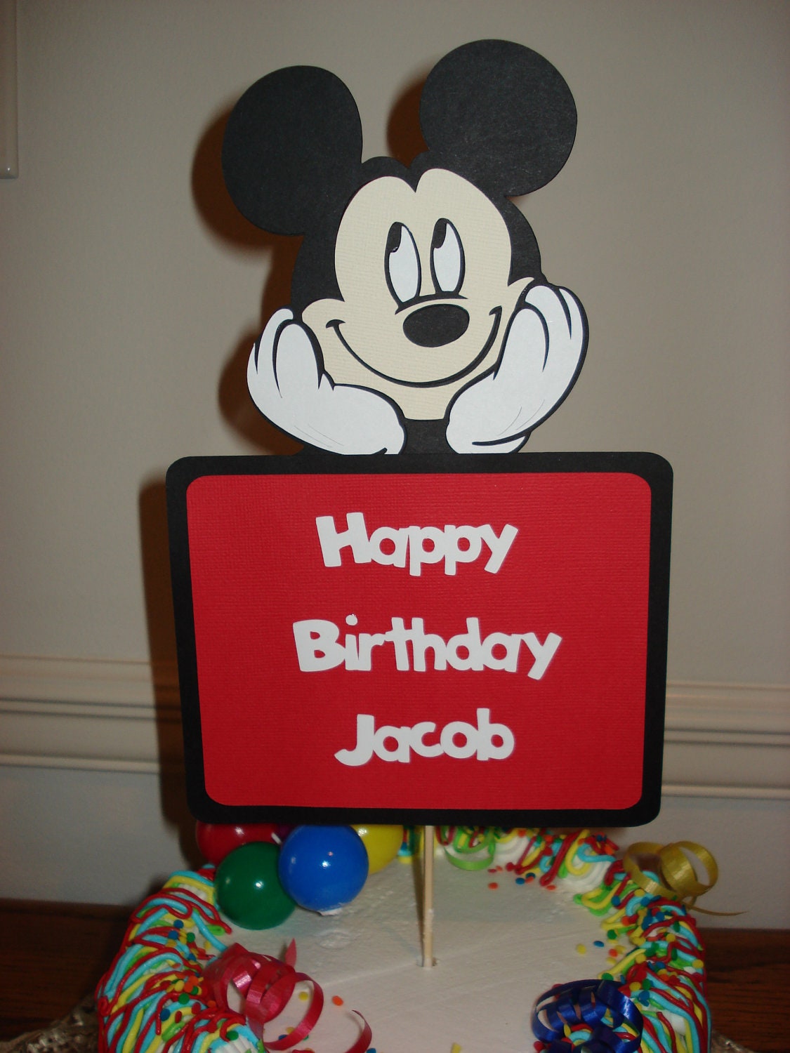 Mickey or Minnie Cake Topper- You Choose Character- Mickey Mouse Cake Topper, Minnie Mouse Cake Topper