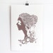 Dryad - hand cut silhouette papercut poster - white, sepia, A4