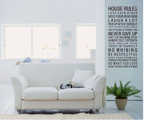 House Rules, Decal, Wall Quote, Decals, Home Decor, Family Rules,