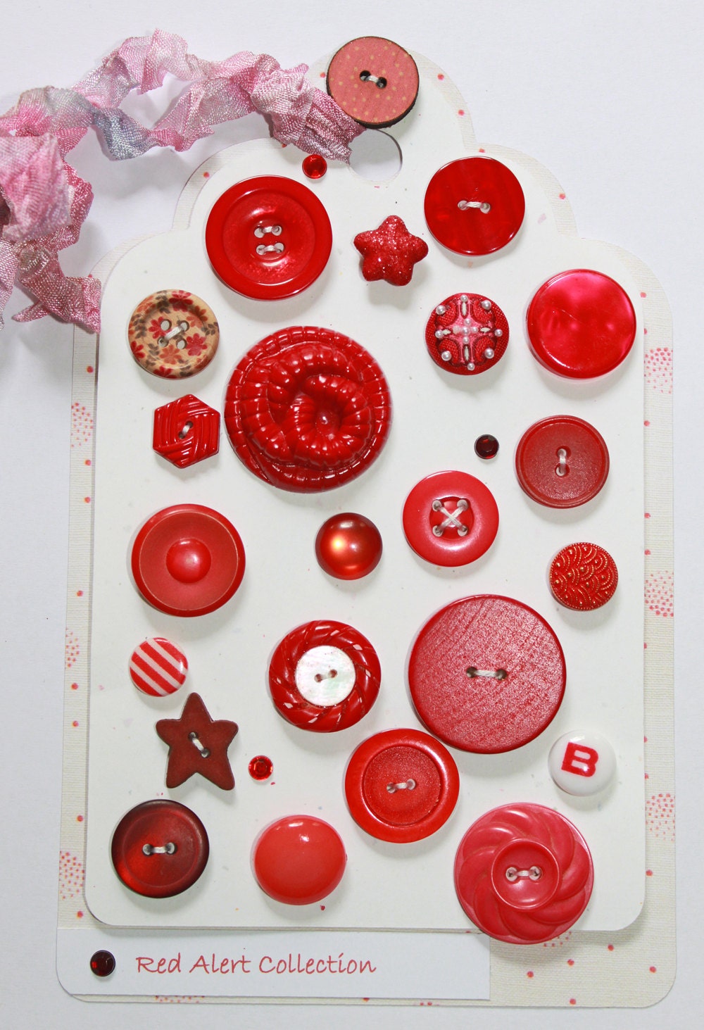 Red Alert collection 23 vintage and new red button card set