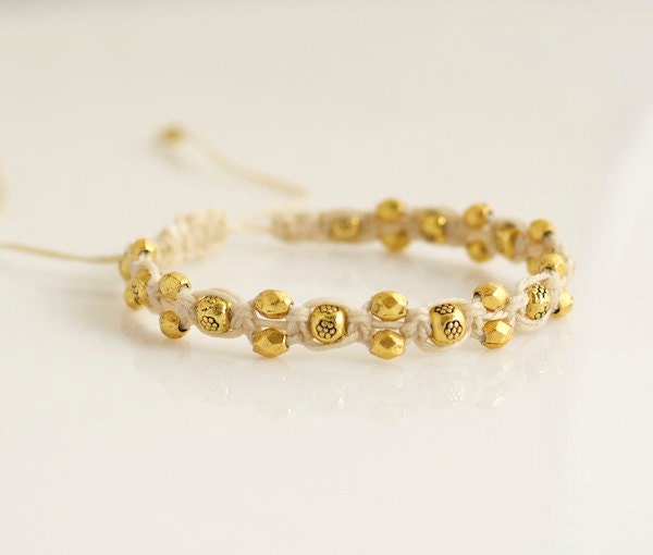 Waxed Linen Bracelet, Macrame Bracelet, Delicate Bracelet, Boho Bracelet