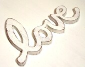 Cottage decor love sign, wall hanging, home decor, shabby chic, distressed, cottage chic, painted Vintage White