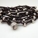 Hill Tribe Silver Print bead crocheted necklace or 5x wrap 34 inches chic Jingle Bell Charm Closure