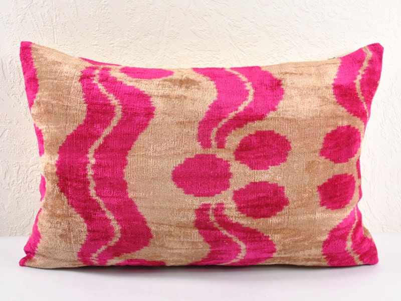 Decorative pillow cover - throw pillow - Velvet Ikat Pillow - hand woven pillow lp13