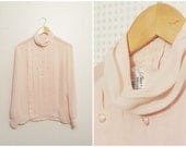 SALE // Vintage Rose Blouse // Baby Pink with Button Back Fasten