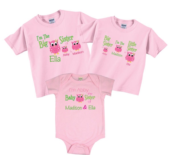 Items similar to Big Sister Baby Sister Middle Sister 3 TShirt Sibling