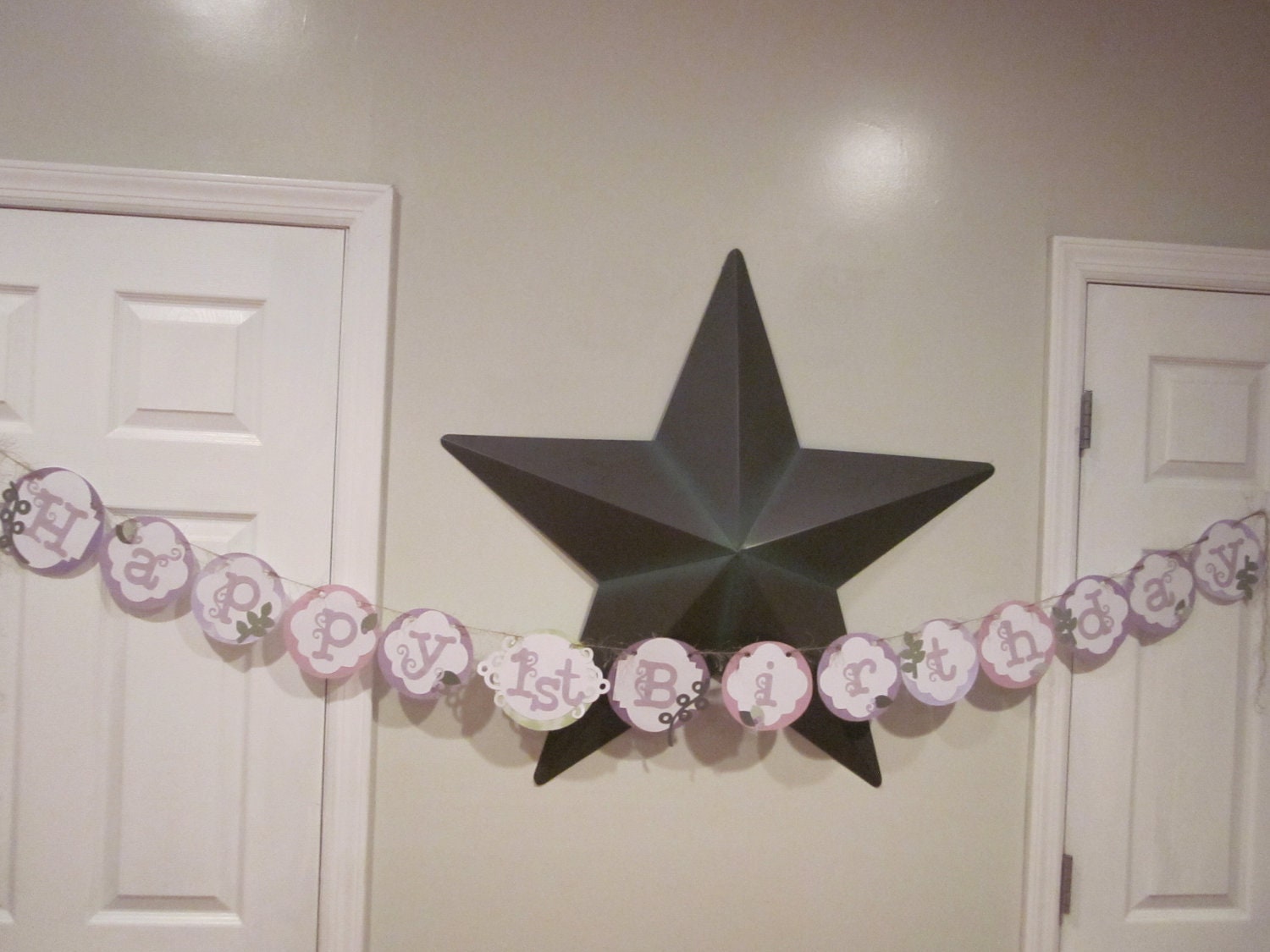 Happy first 1st Birthday Banner girl birthday party sign decorations