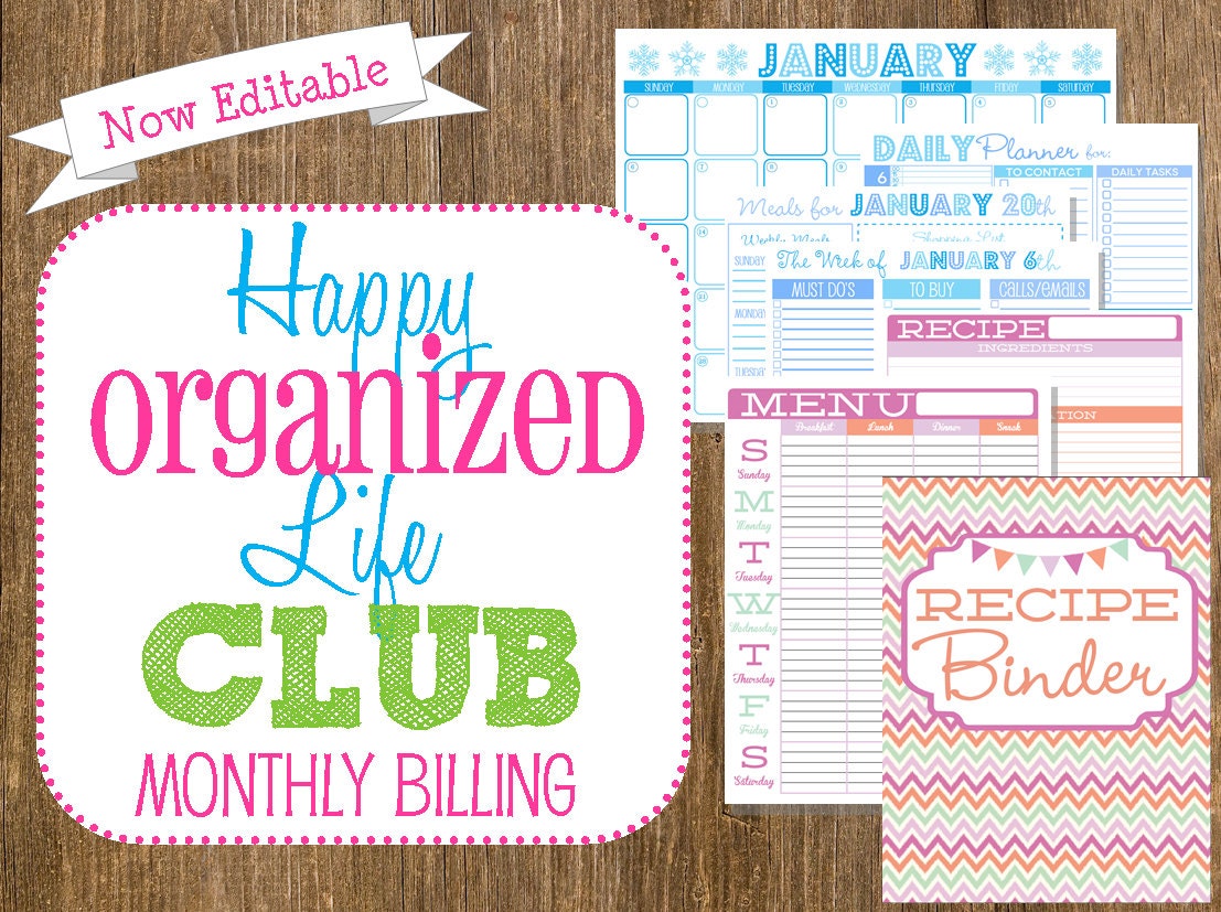 EDITABLE Home Organization Subscription Club-Monthly Billing-New Printables Every Month