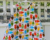 LAST ONE (2T only) Toddler Dress Owls in blue Green and Red Corduroy Aline Dress Jumper