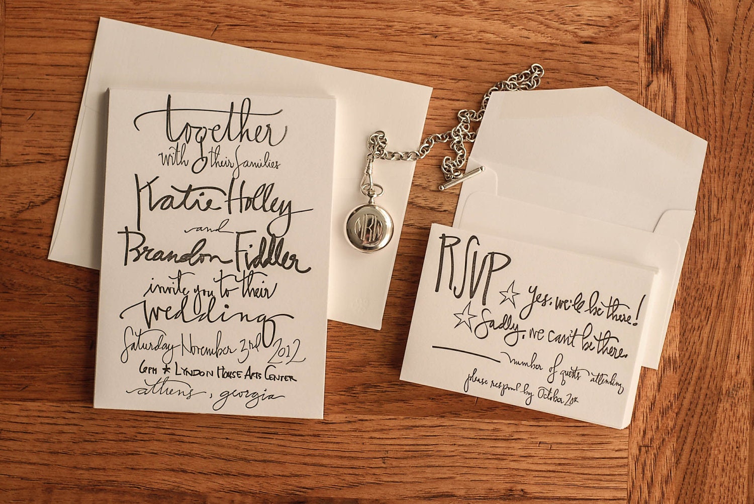 Calligraphy Letterpress Wedding Invitation Sample