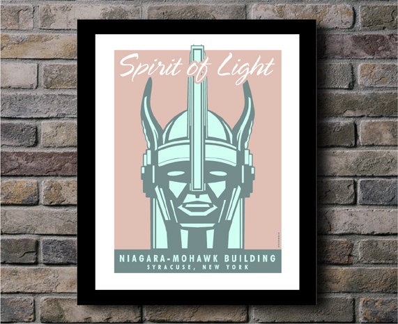 Spirit of Light Niagara Mohawk Building Syracuse NY Digital Print - 11x14