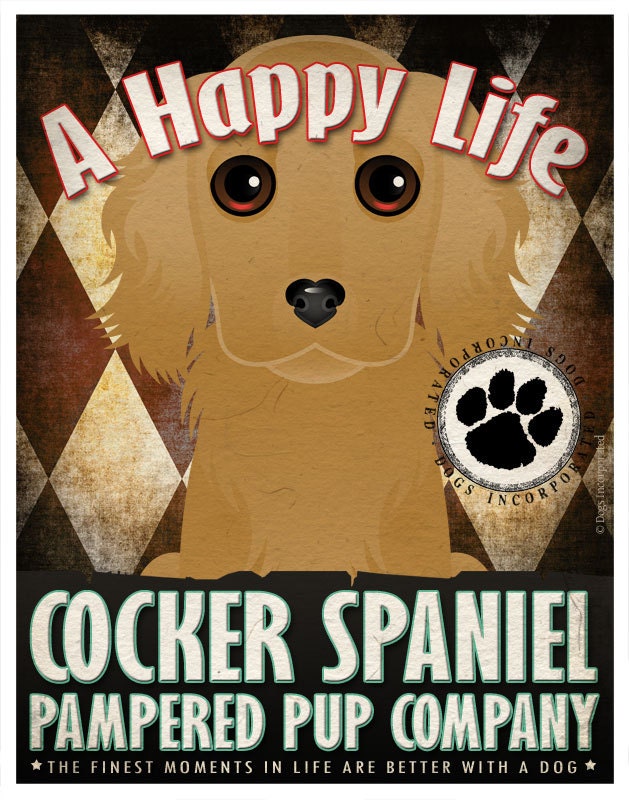 Cocker Spaniel Pampered Pups Original Art Print - 11x14 - Dog Poster - Dogs Incorporated