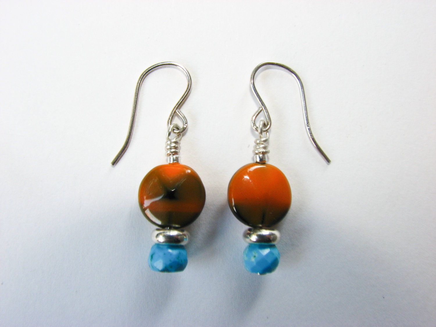 Burnt Orange and Turquoise Earrings