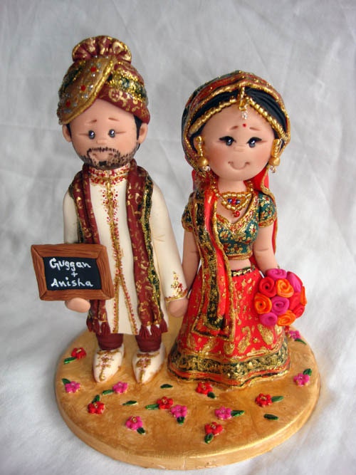 Personalised Indian Asian Ethnic wedding cake topper-Taking orders for August 20, 2013 onwards Only