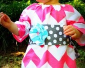 Cotton Candy Pink Chevron Dress with Sash