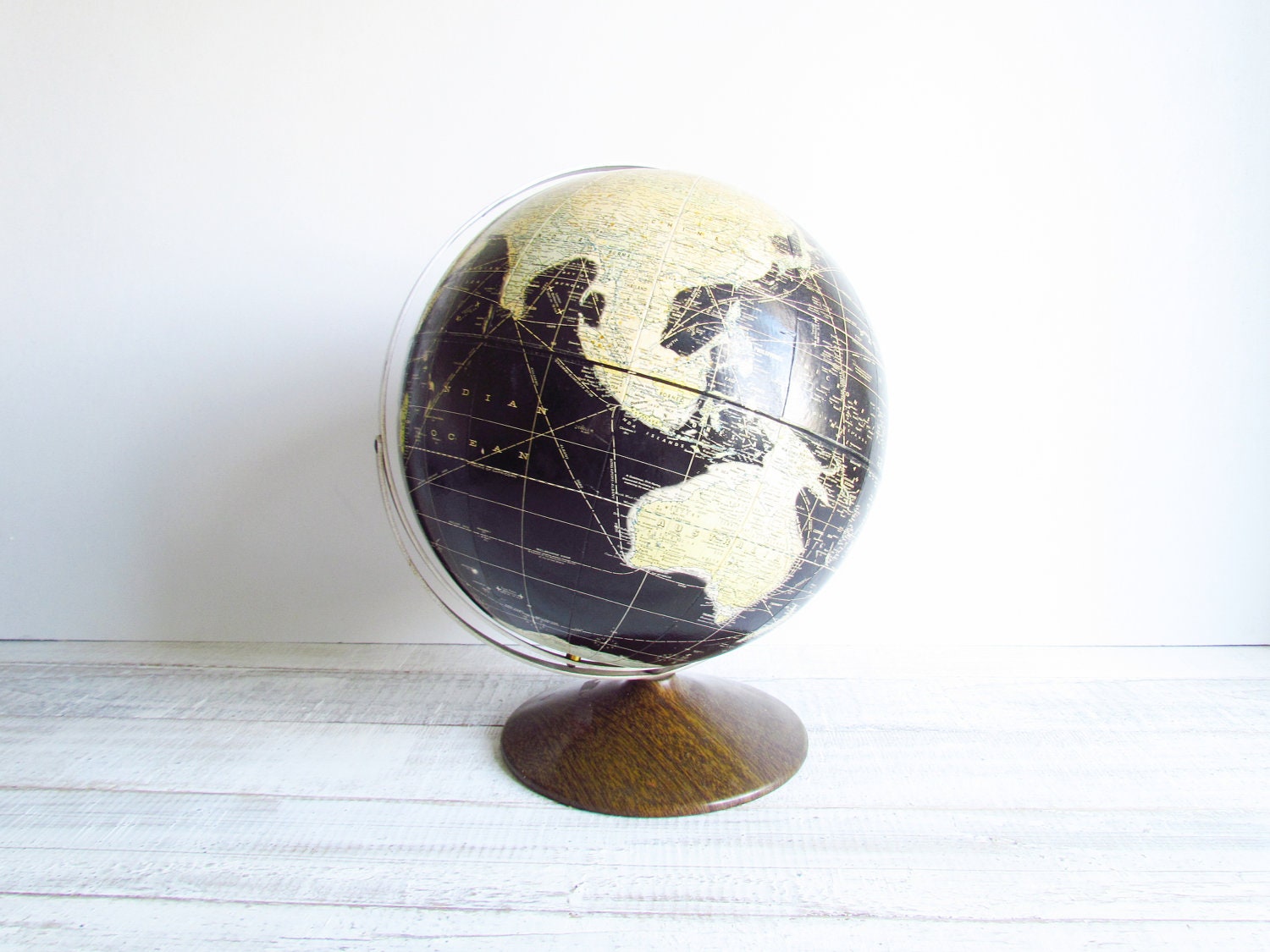 Vintage Black Globe Rand McNally 1963