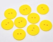 50 Round Plastic Buttons Two Hole 23mm Yellow - 50 Pack