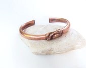 Copper wire wrapped copper tube cuff bracelet