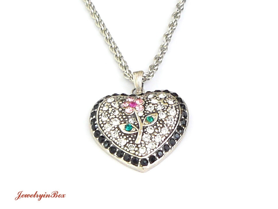 Heart Necklace With Swarovski Crystals, Wedding Jewelry, Mothers Day gift