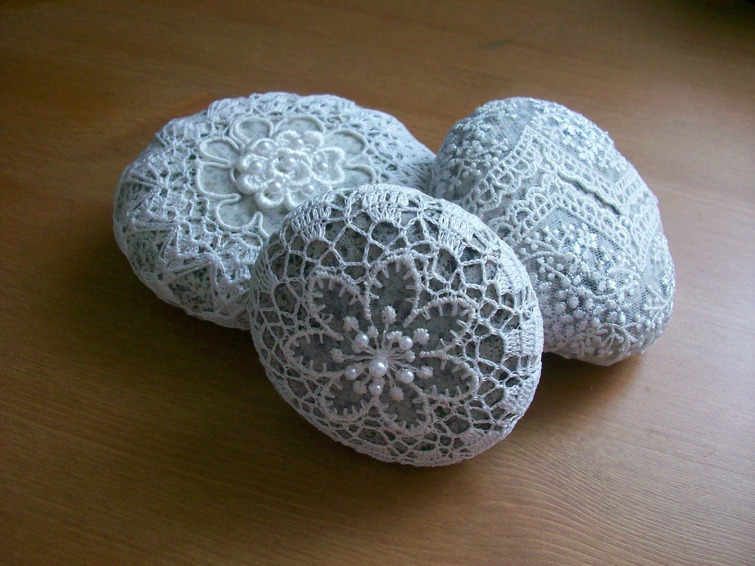 Naturel,Crochet Covered Beach lace Stones ,..home decor ,wedding gift,decor,Handmade by Arzu