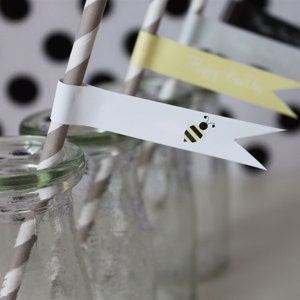 BEE-uitiful Vintage Bumble Bee Printable Straw Flags : Printable Party Designs by The Tiny Tiara Il_570xn