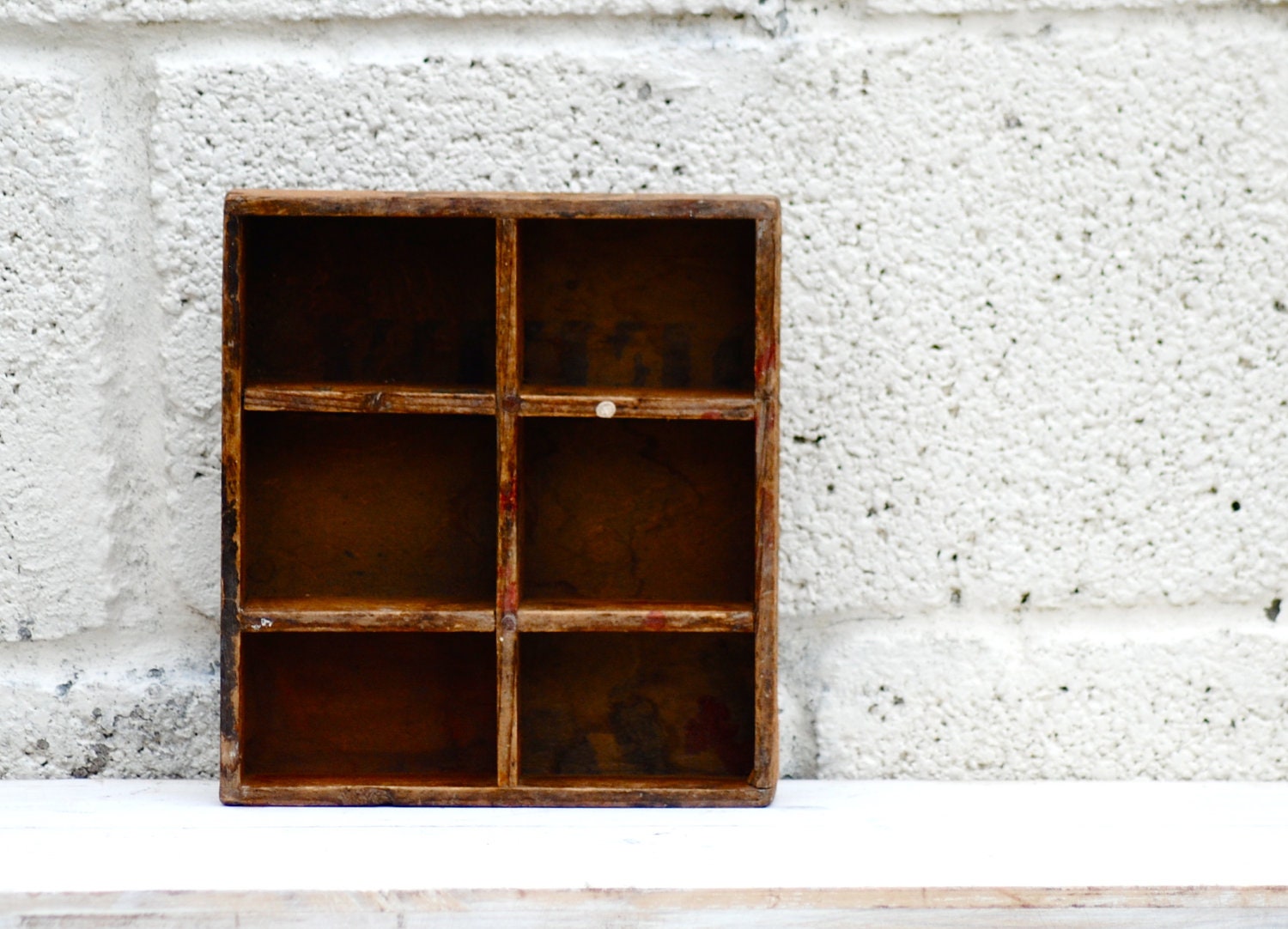 Vintage wooden Tray Display Box Old drawer insert Industrial Storage Unusual Organisation