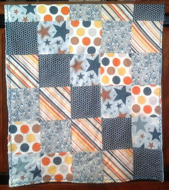 Custom block crib quilt by LoupEsprit on Etsy