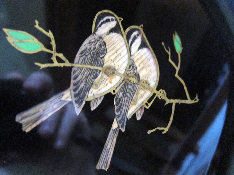 Couroc Tray - Couroc Plate - Bakelite - Wood Inlay - Bird Branch - Swallow - MidCentury Modern - Mid-Century Modern