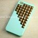 Studded iphone 4 case, Iphone 4s Case, Bronze pyramid studs Light Green Case-- Apple Mint Green iPhone Case 4, iPhone 4 Hard Case