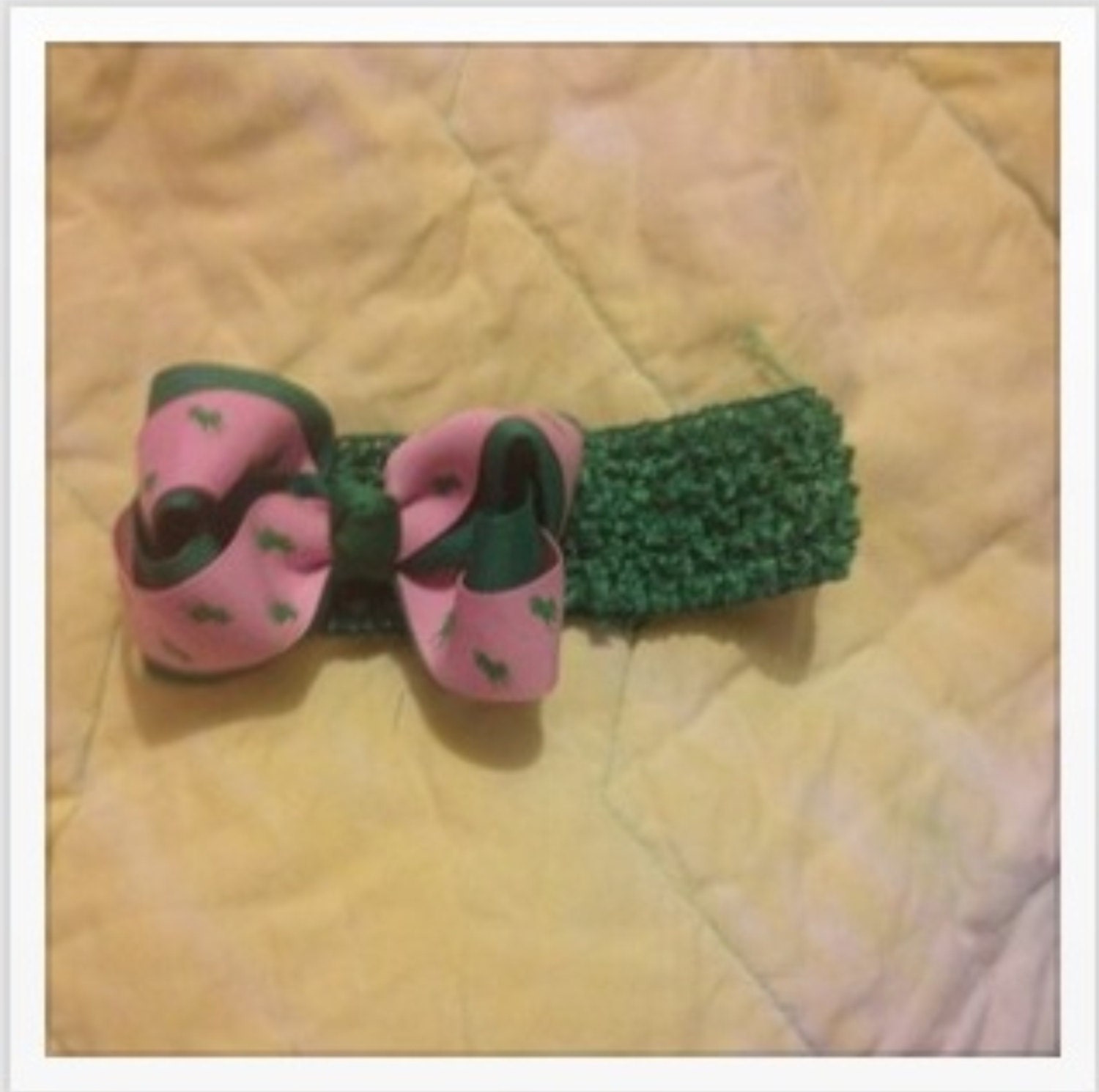 Boutique Baby Girl polo Hairbow on a Crochet Headband