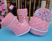Crochet Baby Hat Crochet Baby Booties Crochet Baby Shoes Baby Girl Pink Hat Pink Shoes Toddler Girl Knitted Set Newborn Girl Winter Hat