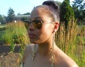 Natural Wood Earrings - Ankh Key of Life