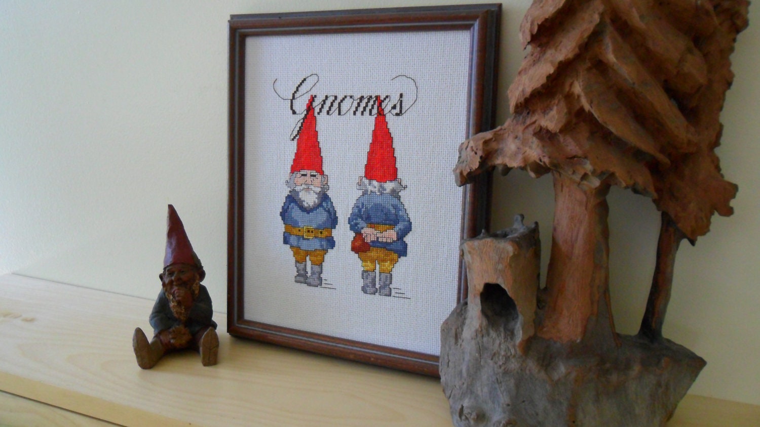 Gnome cross stitch needlecraft art