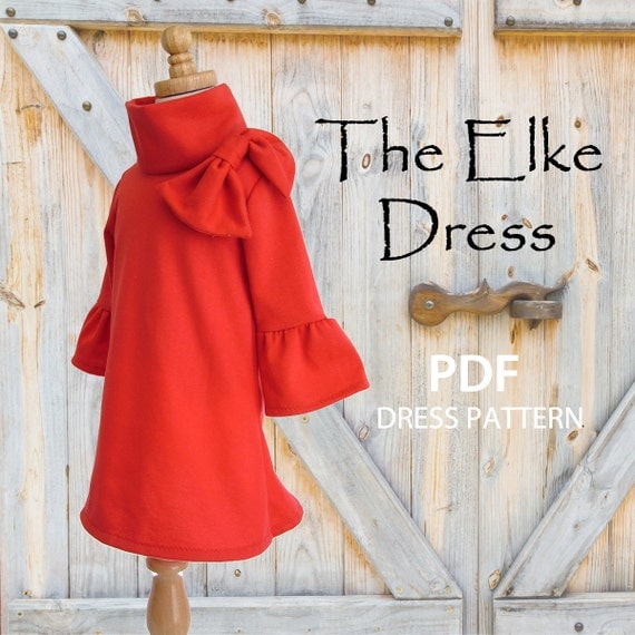 Girls Dress, PDF sewing pattern, Instant Download, Childrens Kids clothing pattern, Stretch Pattern, The Elke Dress