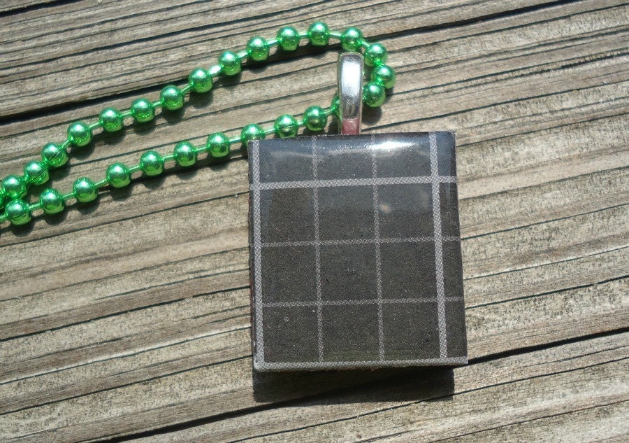 Shiny Black Plaid Scrabble (c) Tile Penant