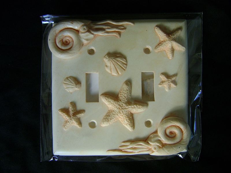 Nautilus and Starfish Toggle Light Switch Cover. Animal Wall Art Sculpture Installation Gift