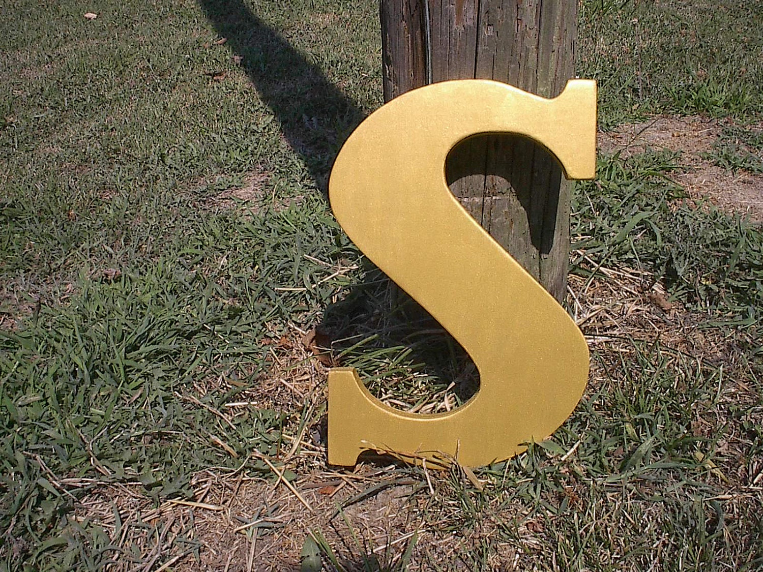 Decorative Letter S Sign Metallic Gold Vintage Style Wood Kids Wall Art Nursery Decor Alphabet