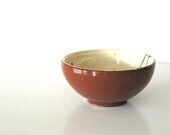 ceramic bowl - wheel thrown bowl - glazed pottery - simple decoration - green - cream - ready to ship