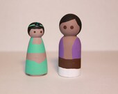 Aladdin and Jasmine Wooden Peg Dolls