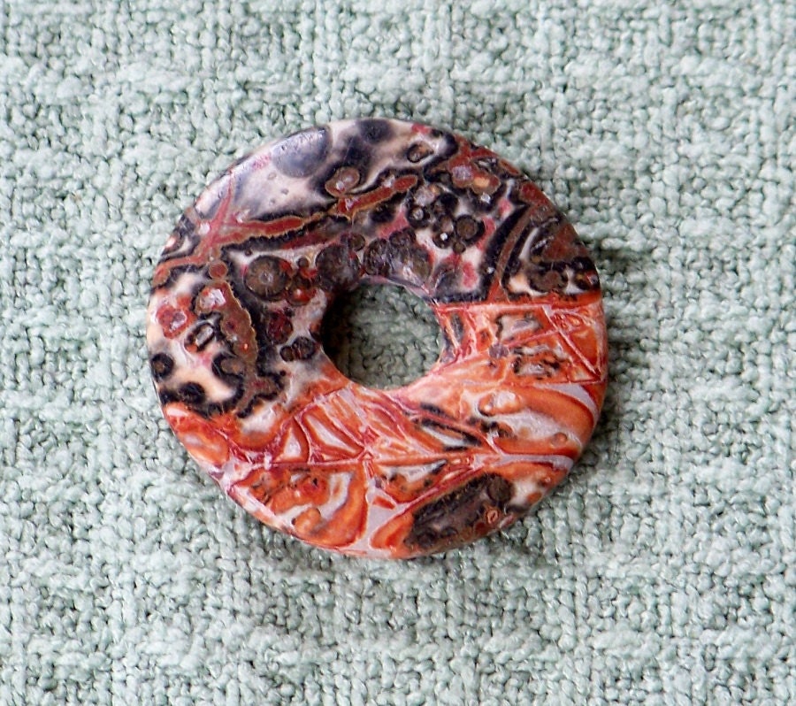 Leopard Jasper Donut Bead, 31mm