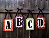 Alphabet Letter Canvas Board Hand-painted signs for  teacher name or gift, classroom, clubs, nursery, Baby or Kids Room, Wedding.