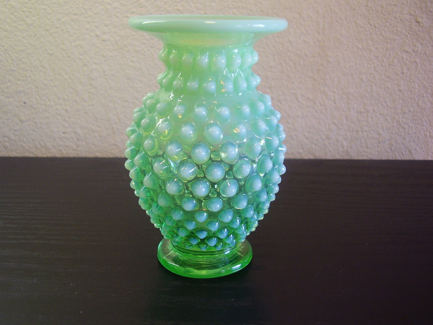 Fenton Glass Pre-logo Green Opalescent Hobnail By Griffstreasures