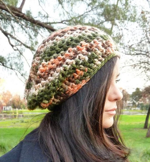 Slouchy beanie hat - COUNTRY FIELD - chunky - crochet - womens Winter Autumn accessories Wool Woolen
