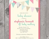 Printable Pink & Turquoise Baby Shower Invitation