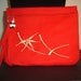 Red Zippered Wristlet Pocket Purse with Machine Embroiderd Bamboo motif