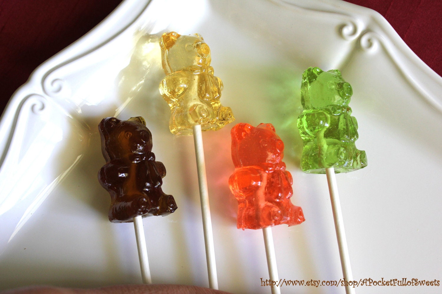 Teddy Bear BARLEY Sugar Lollipops Suckers Baby Shower Birthday Party Favors Gifts Old Fashioned Clear TOY Candy